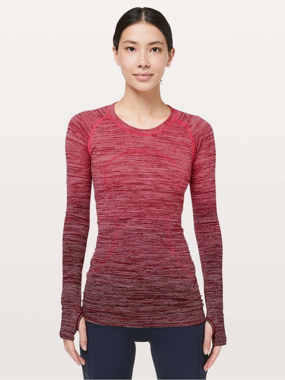 Lululemon Swiftly Tech Long Sleeve Crew Women’s Size 4 Red Alert Ombre Seamless